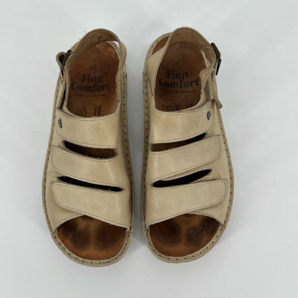 Finn Comfort Sylt Sandal EU 40 US 9 Rock Tan Leather Strappy Fisherman Germany - Picture 3 of 11